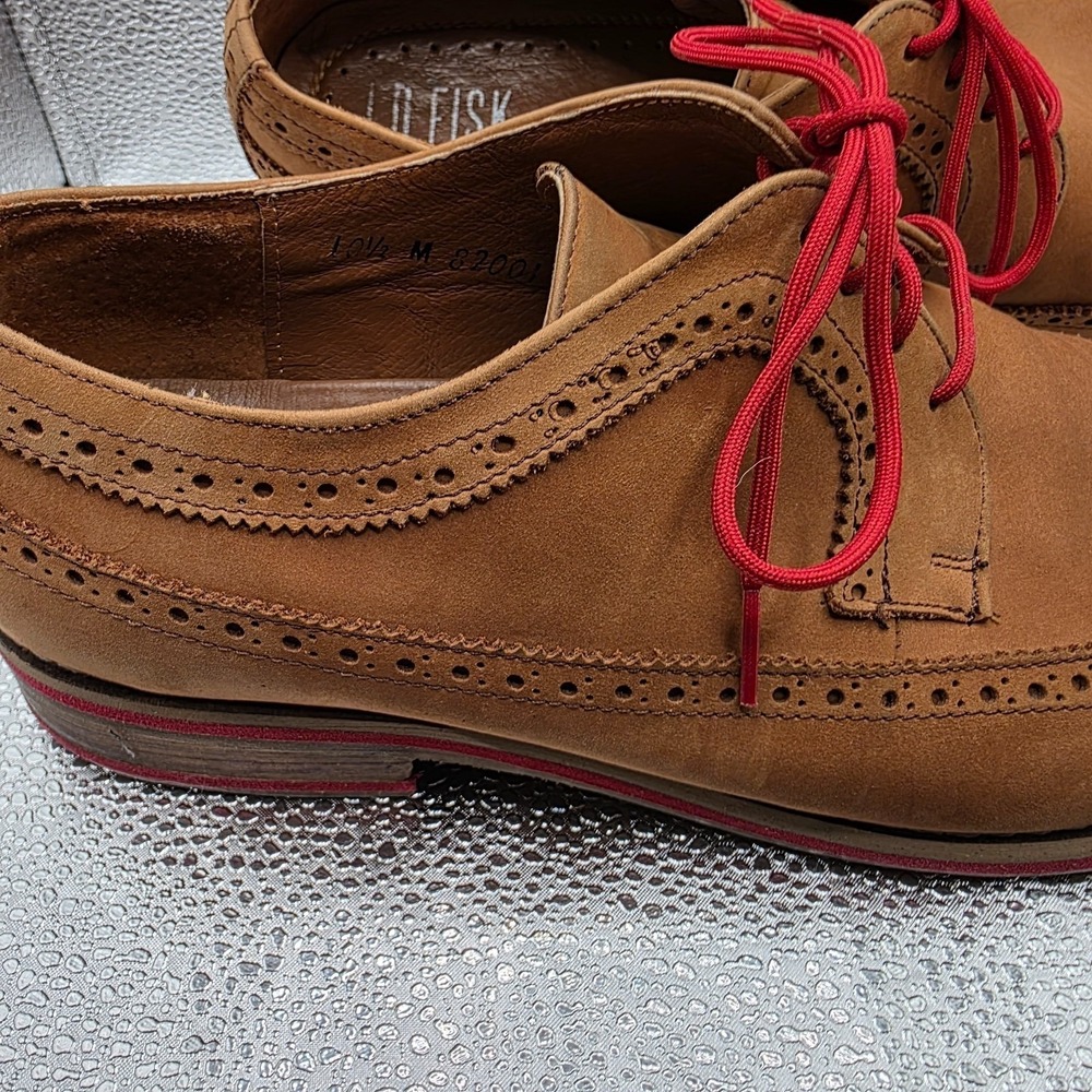 JD Fisk Men's Wingtip Oxford Dress Shoes Brown Leather 10.5 M Fashion Lace-Up - Picture 6 of 11
